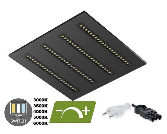 LOUVRE LED PANEEL ZWART 60X60CM UGR-16 DIM CCT-SWITCH 30W 4200LM 