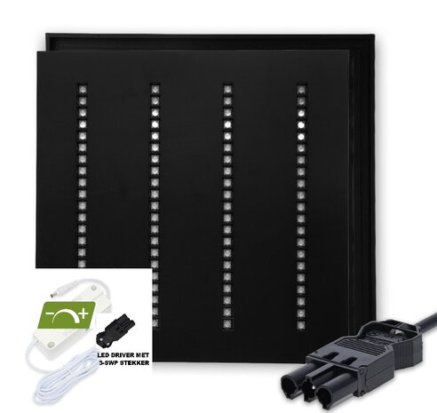 LOUVRE LED PANEEL ZWART 60X60CM UGR-16 DIM CCT-SWITCH 30W 4200LM 