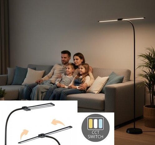 LED VLOERLAMP TEILO-II DIMBAAR 3CCT-SWITCH 14W 800LM 