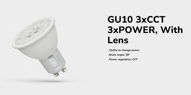 GU10 LED SPOT POWER- & CCT-SWITCH 230V 3/5/7W 2700K/4000K/6000K