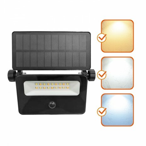 LED SOLAR VERSTRALER MET SENSOR 3CCT 10W 850LM IP54 
