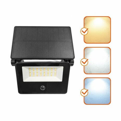 LED SOLAR VERSTRALER MET SENSOR 3CCT 20W 1600LM IP54 