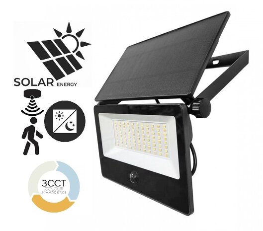 LED SOLAR VERSTRALER MET SENSOR 3CCT 30W 2800LM IP54 