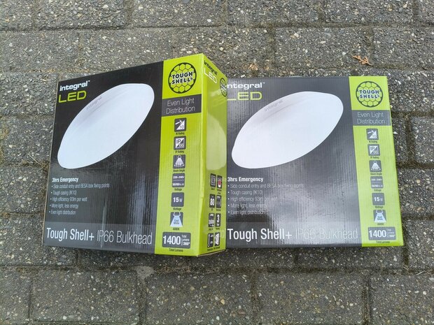 2 x LED Plafondlampen met 3-uurs noodlamp 15W 1400LM IP66