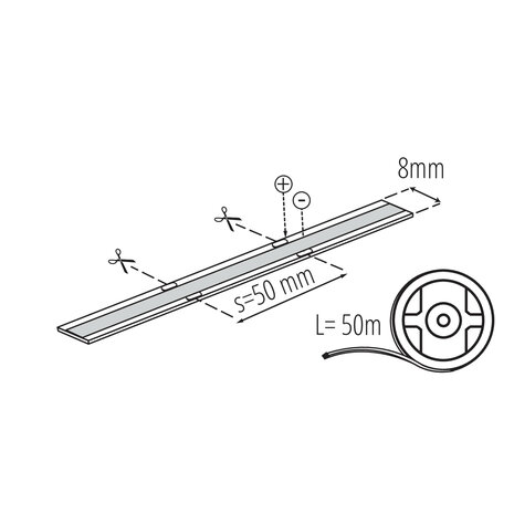 COB LED STRIP 24V/DC 3W/M. 4000K 50-METER ROL 