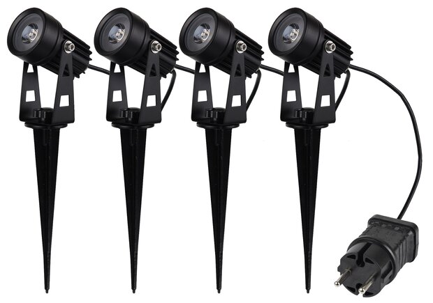 TUINSPOT SET 4-SPOTS MET GRONDPIN 1,5W 3000K 