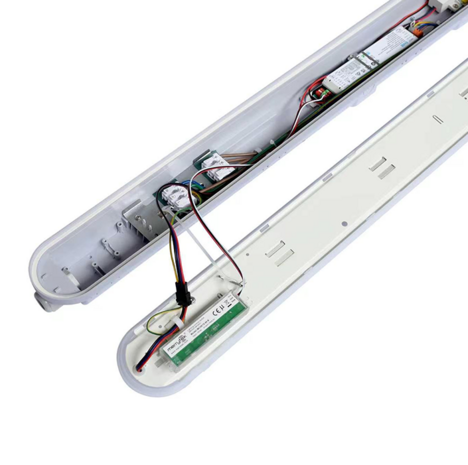 LED BATTEN 150CM MERRYTEK SENSOR & NOODUNIT 35-60W IP65 IK08 CCT-SWITCH 