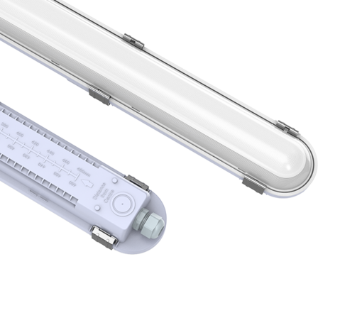 LED BATTEN 150CM MERRYTEK SENSOR & NOODUNIT 35-60W IP65 IK08 CCT-SWITCH 