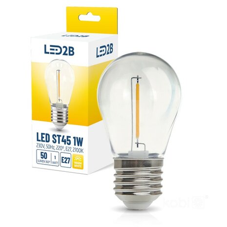 LED ST45 GLOEILAMP PLASTIC 230V E27 1W 50LM 2700K  