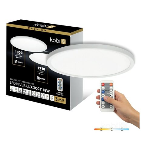 LED PLAFONDLAMP NIVERA MET SENSOR & REMOTE IP54 18W 1710LM 3CCT 