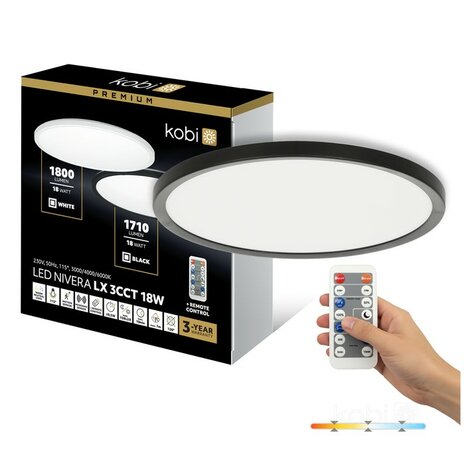 LED PLAFONDLAMP NIVERA MET SENSOR & REMOTE IP54 18W 1710LM 3CCT 