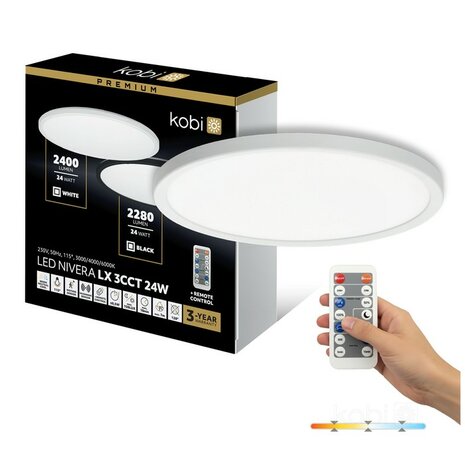 LED PLAFONDLAMP NIVERA MET SENSOR & REMOTE IP54 24W 2280LM 3CCT 