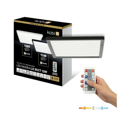 LED PLAFONDLAMP NIVERA MET SENSOR & REMOTE IP54 12W 1140LM 3CCT 