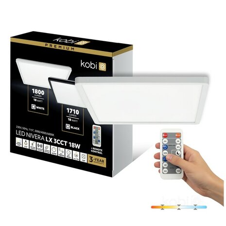 LED PLAFONDLAMP NIVERA MET SENSOR & REMOTE IP54 18W 1710LM 3CCT 