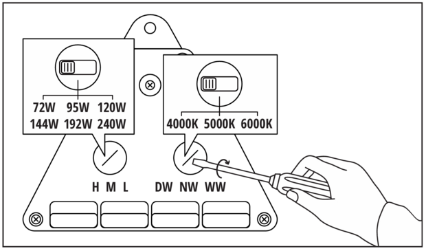 LED HIGH BAY LINEAR 3POWER- & 3CCT-SWITCH IP65 60&deg;X90&deg;