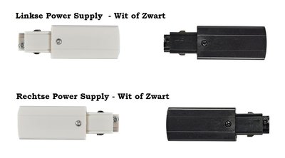 POWER SUPPLY CONNECTOR LINKS OF RECHTS VOOR 3-FASE RAILS WIT OF ZWART