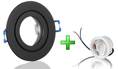 LED INBOUWSPOT IP44 ROND ZWART DIMBAAR 3,8W 420LM 4000K