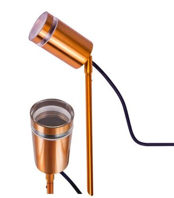 TUINSPOT STAINLESS STEEL COPPER IP65 SPIKE SPOTLIGHT 230V GU10