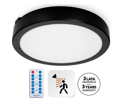 LED PLAFONDLAMP NAIROS SENSOR/REMOTE BLACK IP65 24W 3568LM CCT