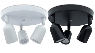 WAND- PLAFONDLAMP LOCASTE-3 WIT OF ZWART IP22 230V GU10