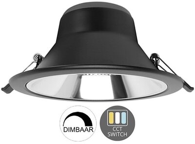 LED DOWNLIGHT 60° CCT-SWITCH & DIMBAAR 230V 20W 2089LM ZWART