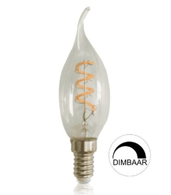 LED KAARSLAMP TIP DIMBAAR 230V E14 2W 2400K CLEAR