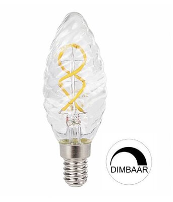 LED KAARSLAMP RIBBEL DIMBAAR 230V E14 2W 2400K CLEAR