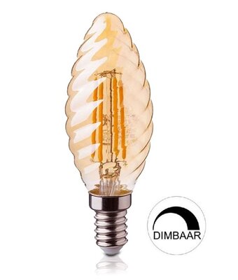 LED KAARSLAMP RIBBEL DIMBAAR 230V E14 2W 2400K AMBER