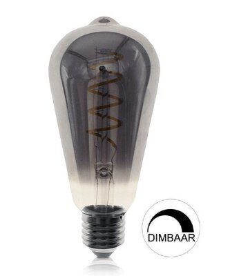 LED ST64 GLOEILAMP SMOKY DIMBAAR E27 6W 180LM 2200K