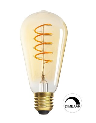 LED ST64 GLOEILAMP AMBER DIMBAAR E27 6W 497LM 2400K