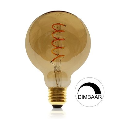 LED FILAMENT GLOBE G80 AMBER DIMBAAR E27 4W 280LM 2400K