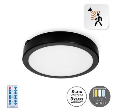 LED PLAFONDLAMP NAIROS SENSOR/REMOTE BLACK IP65 18W 2761LM CCT