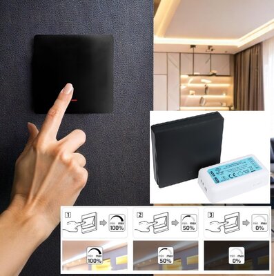 LED STRIP DIMSCHAKELAAR OPBOUW 12V/24V LED STRIPS