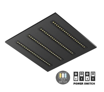 LED LOUVRE PANEEL ZWART 60X60CM UGR-16 POWER & CCT-SWITCH