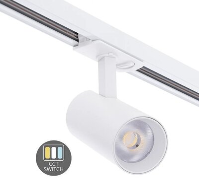 1-FASE LED RAILSPOT WIT DIMBAAR 230V 10W 770LM CCT SWITCH