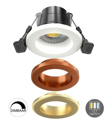 LED INBOUWSPOT WIT IP65 38°/60° CCT-SWITCH 4W 400LM