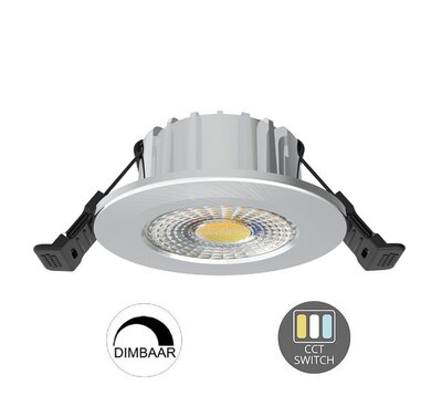 LED INBOUWSPOT SLIM ZILVER IP65 38°/60° CCT-SWITCH 6W 600LM