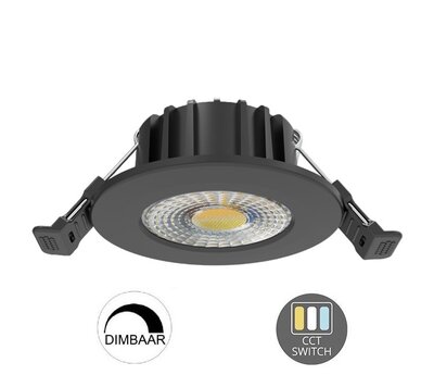 LED INBOUWSPOT SLIM ZWART IP65 38°/60° CCT-SWITCH 6W 600LM