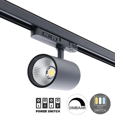 LED 3-FASE RAILSPOT DIM POWER- & CCT-SWITCH BLACK