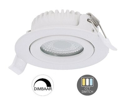 LED INBOUWSPOT SLIM IP65 DIMBAAR & CCT-SWITCH 6W 400LM WIT