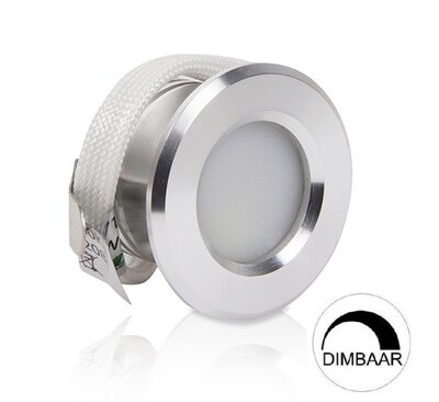 LED MINI INBOUWSPOT ALU DIMBAAR IP44 230V 1,5W 74LM WARM WIT