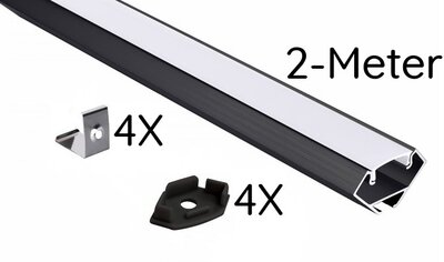 ALUMINIUM HOEKPROFIEL ZWART - LED STRIP TOT 12-MM