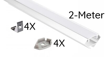 ALUMINIUM HOEKPROFIEL WIT - LED STRIP TOT 12-MM
