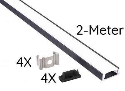 ALUMINIUM PROFIEL ZWART - LED STRIP TOT 12-MM