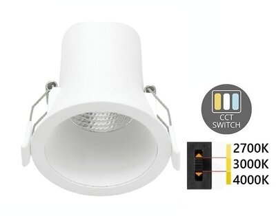 LED INBOUWSPOT 40° IP44 DIMBAAR 230V 6W CCT-SWITCH
