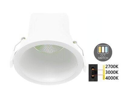 LED INBOUWSPOT 60° IP44 DIMBAAR 230V 9W CCT-SWITCH