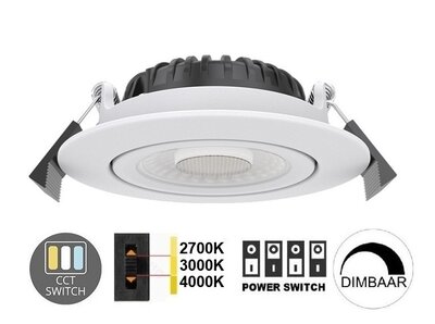 LED INBOUWSPOT SLIM-FIT IP65 DIM POWER & CCT-SWITCH WIT