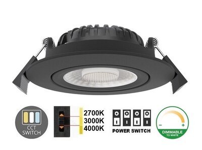 LED INBOUWSPOT SLIM-FIT IP65 DIM TO WARM POWER & CCT-SWITCH ZWART