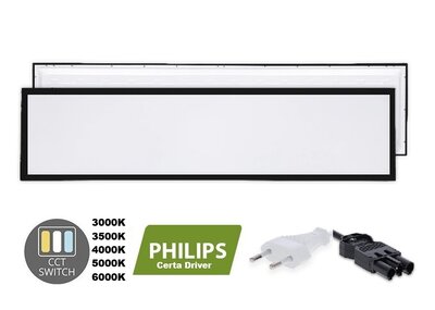LED PANEEL BACK-LIT 120X30CM ZWART UGR-22 CCT-SWITCH 30W 4050LM