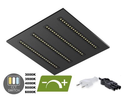 LOUVRE LED PANEEL ZWART 60X60CM UGR-16 DIM CCT-SWITCH 30W 4200LM